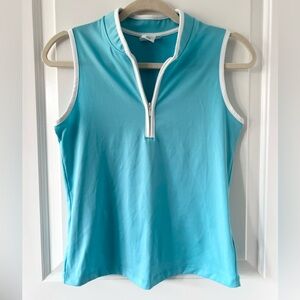 Sigrid Olsen Golf & Tennis Zip Tank Top UPF 50 Stretch Aqua Blue Size XS